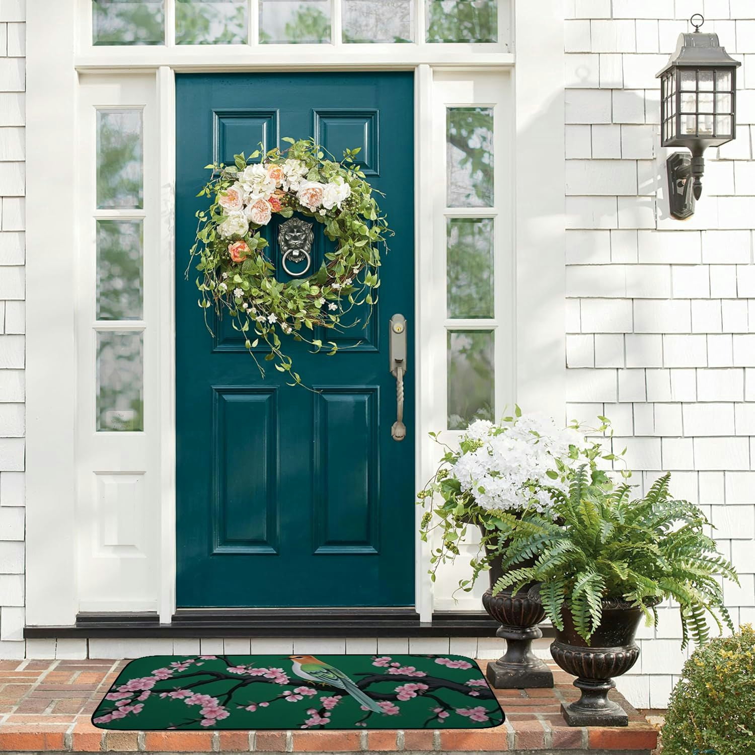 Heduofu Vintage Floral Bird Welcome Mat Front Door Mat, Non-Slip&amp;Absorbent Indoor Door Mats, Durable Rubber Backing Floor Doormat for Entryway, Patio, Porch, 19.68*47.24 in