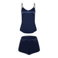 thumbnail image 6 of Womens Silk Pajamas, Sexy Sleepwear Lingerie Satin Pajamas Cami Shorts Set Nightwear Lingerie Soild Color Size S-XXL,Blue, 6 of 8