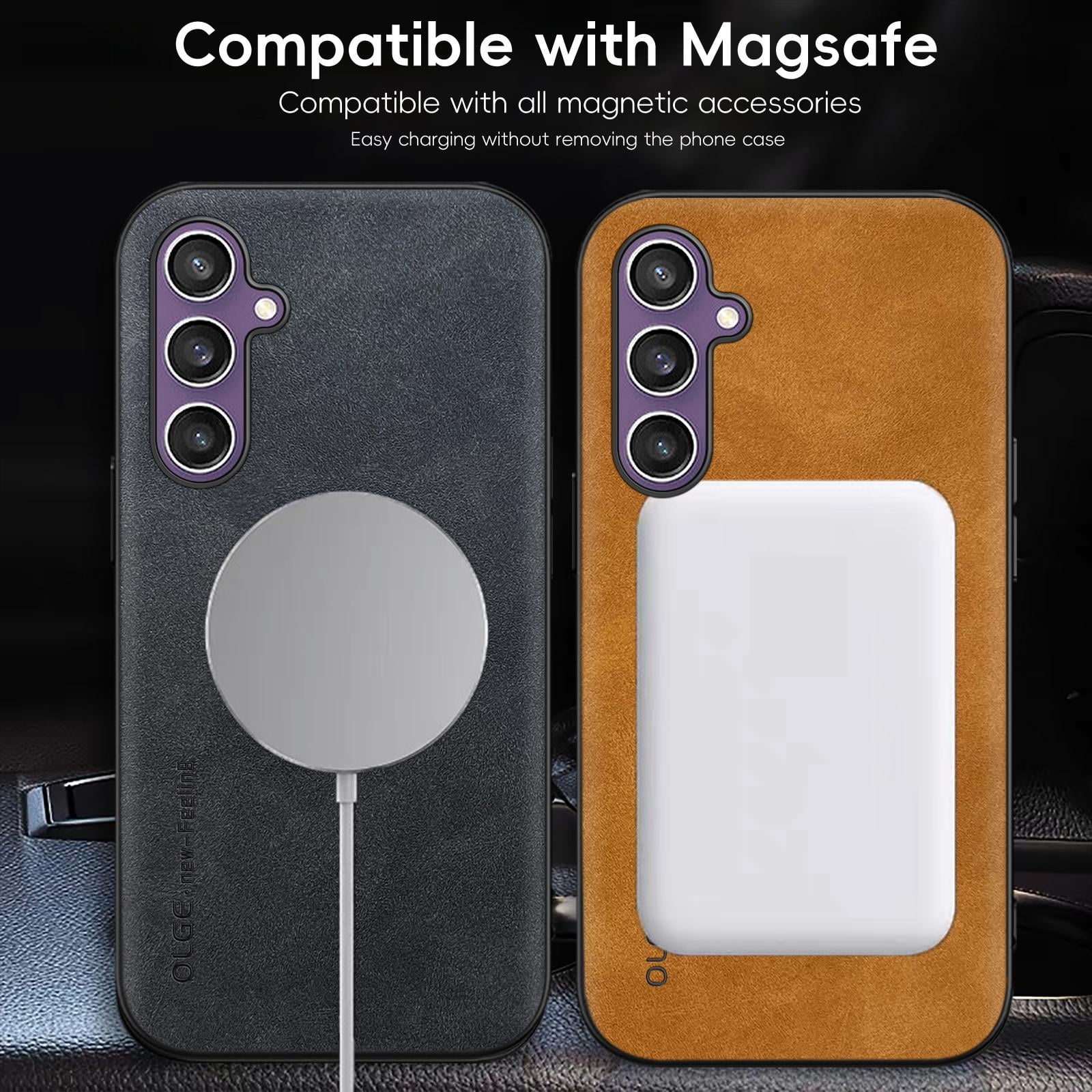 for Samsung Galaxy A17 5G Case Magnetic, Compatible with Magsafe & Car Mount Slim Fit Shockproof Anti-Scratch Bumper Drop Protection Phone Case for Samsung Galaxy A17 5G, Brown