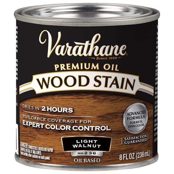 2-Pack of 1/2 pt Rust-Oleum 211796 Light Walnut Varathane Oil-Based Interior Wood Stain