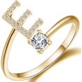 thumbnail image 1 of GHSDFBB Initial Letter Ring for Women Girls Gold Stackable Alphabet Rings with Initial Adjustable Crystal Inlaid Initial Rings Bridesmaid Gift, 1 of 6