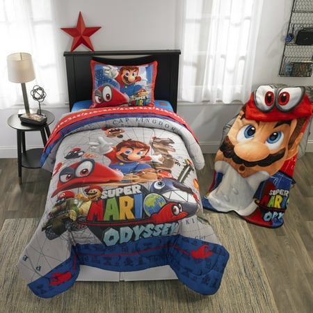 Super Mario Odyssey Bed in a Bag Bedding Set, Caps