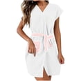 thumbnail image 3 of Bovxnpu Womens Robes Bathrobes Cotton Fleece Mid Length Bathrobe Quickly Dry Absorbent Sleepwear, 3 of 8