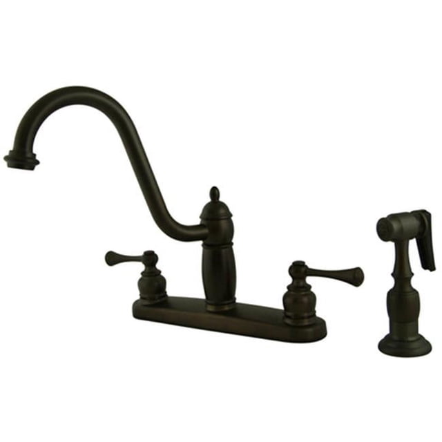 Kingston Brass KB1115BLBS 8 Inch Center Kitchen Faucet With Brass Side Sprayer - Oil Rubbed Bronze