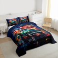 thumbnail image 3 of Feelyou Cartoon American Flag Queen Comforter Set, Independence Day Firework Bedding Sets, July Fourth Theme Reversible Bedding Comforter Set, Super Cozy Room Decor, 3 Pieces, 3 of 8