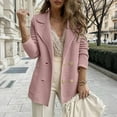 thumbnail image 2 of Duoif Womens Blazer Women's Textured Casual Top Long Sleeved Jacket Autumn and Winter Suit Striped Jacket Blazers for Women Business Casual Pink S, 2 of 5