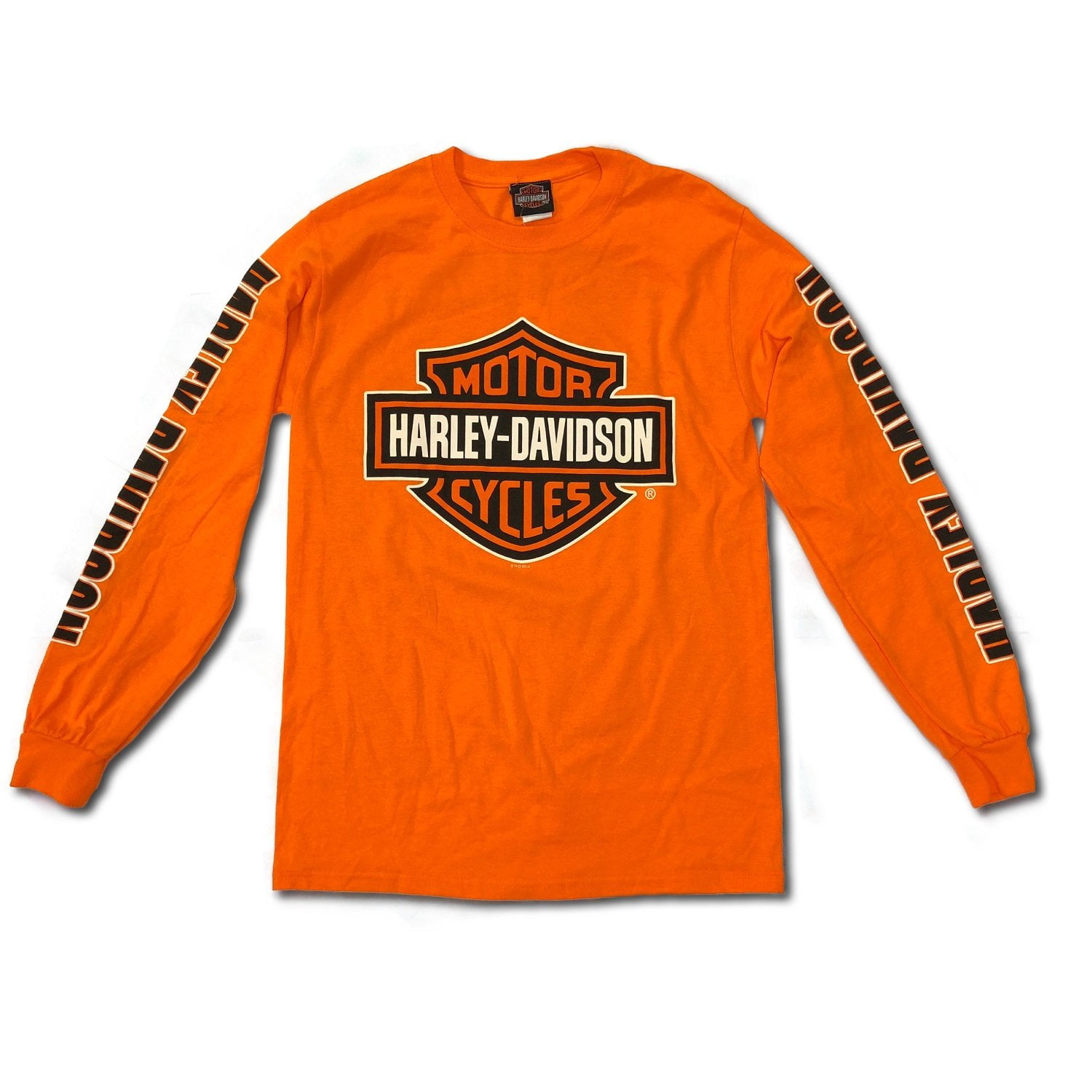 Harley Davidson Mens Bar And Shield Long Sleeve Safety Orange T Shirt Walmart Com