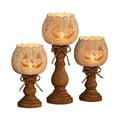 thumbnail image 2 of QuickGo Rustic White Pumpkin Tealight Candle Holder Set, Farmhouse Halloween Pumpkin Tea Light Candle Holders Decor, Fall Tables Centerpieces for Thanksgiving & Halloween Party, 2 of 4
