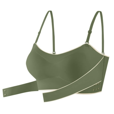 LEEy-World Lingerie for Women Adjustable Bra Women s Ring Latex Sport Tank Size Underwear with Steel Traceless L Green L