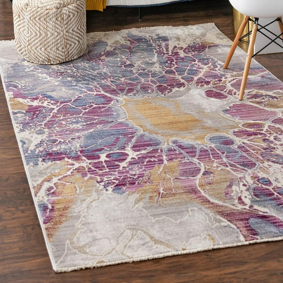 Unique Loom Deepa Collection Area Rug - Imersion (5' 3" x 7' 9" Rectangle Multi/Ivory)