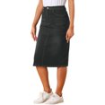 thumbnail image 5 of INSPIRE CHIC Women's Denim Skirts High Waist Zipped Split Back Midi Jean Skirts with Pockets XL Black, 5 of 7