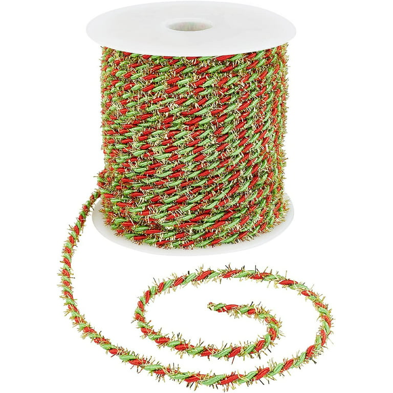 PH PandaHall 19.6 Yard Red Silk Rope 3-Ply Christmas Cording 5mm Twisted  Cord Rope Twisted Cord Trim Braided Twisted Rope for Christmas Valentine