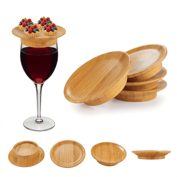 4 PCS Wine Glass Covers Wood Drinking Glass Lids to Keep Bugs Out Wood Water Glass Toppers Keeps Debris and Dust