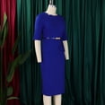 thumbnail image 6 of AURA Plus Size Elegant High Waist Bodycon Midi Dress with Belt 2024 Summer Solid Color Office Five Sleeve Work Dress, 6 of 10