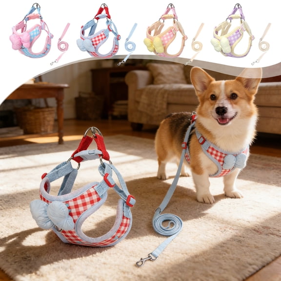 Dog Harness and Leash Set Breathable Mesh H Style Adjustable No Pull Escape Proof for Small Medium Dogs Cats Puppy 15-22 lbs Walking by PALIFEUR