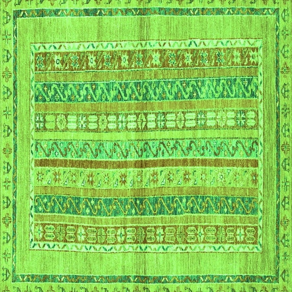 Ahgly Company Indoor Square Abstract Green Modern Area Rugs, 8' Square