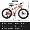thumbnail image 4 of Elecony 24 pulgadas grasa neumático bicicleta adulto / juvenil completo Shimano 7 velocidades bicicleta de montaña, freno de disco doble, marco de acero de alto carbono, suspensión delantera, 4 of 5