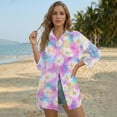 thumbnail image 3 of Xixirimido Daisy Colorful Tie-dye Print Womens Swimsuit Cover Up Button Down Shirt Long Sleeve Bathing Suit Coverups Beach Cover Up With Pocket, Size S, 3 of 7