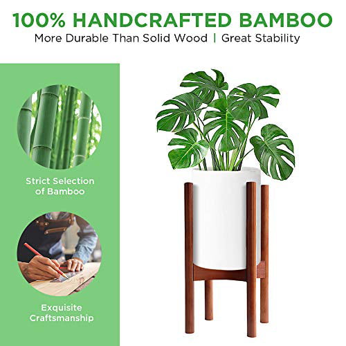 Homemaxs Plant Stand Indoor Tall Planter Holder for Indoor Outdoor Display Pot & Plant Not Included Mid Century Bamboo Plant Pot Stand with Adjustable Width Up to 30cm Brown