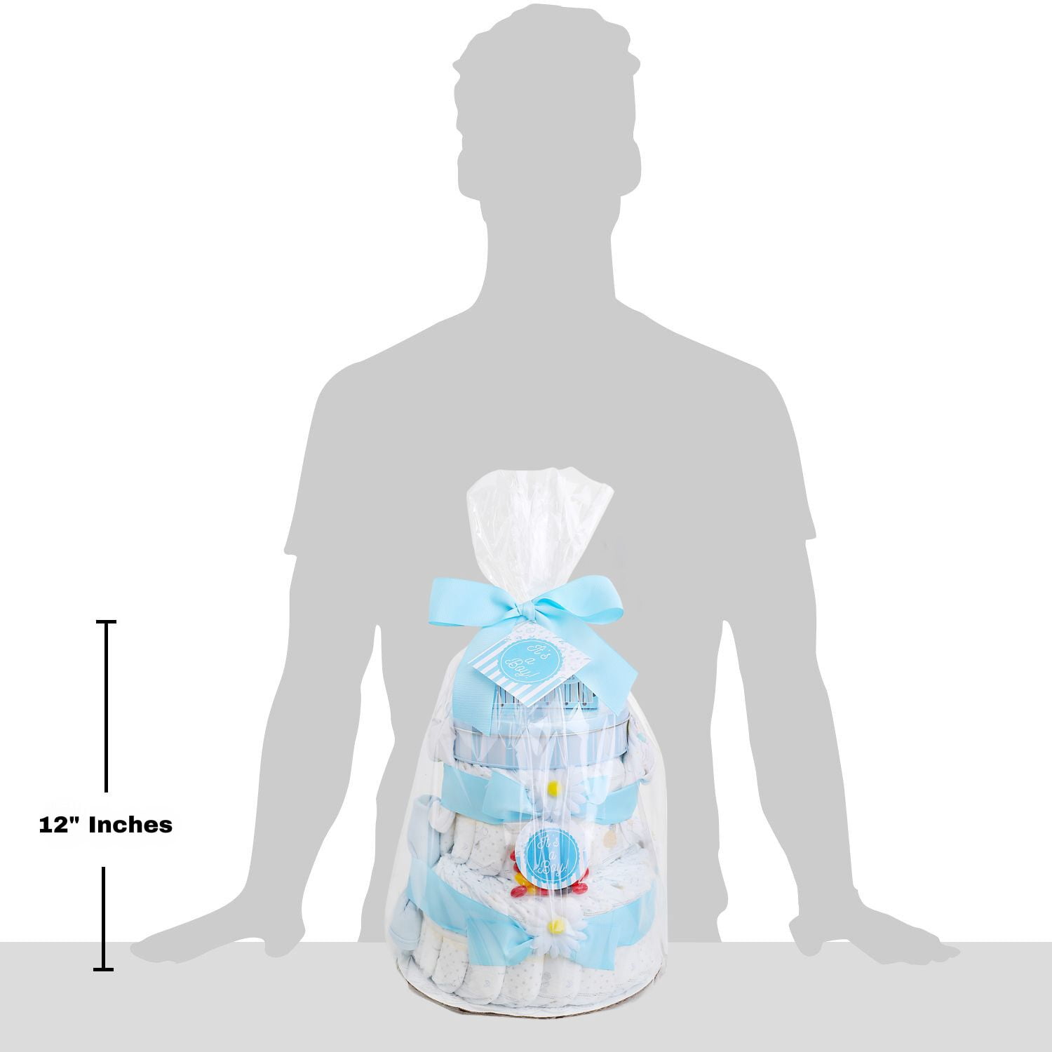 Alder Creek Gift Baskets Blue Two-Tier Baby Diaper Cake