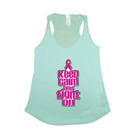 Women's Keep Calm & Fight On Breast Cancer Awareness Tri blend Tank