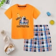 thumbnail image 2 of Ulanda Toddler Boys Little Monster Embroidered Truck 2-Pieces Cotton T-Shirt and Shorts Summer Outfit Set (Orange, 6-7 Years), 2 of 9