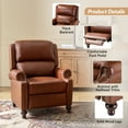 thumbnail image 4 of Mid Century Genuine Leather Pushback Recliner Chair with Nailhead Trim Set of 2 Brown, 4 of 6