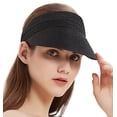 thumbnail image 4 of Giolshon Womens Sun Hat Wide Brim Straw Beach Hat Roll up and Adjustable Golf Visor, 4 of 5