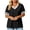 Black, variant on Women'S Fashion Summer Solid Color Plus Size Short Sleeve V-Neck Blouses Color Blocking Top Yellow 3Xl