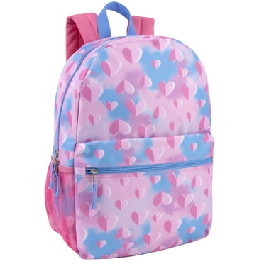 Trailmaker 17 inch Backpack for Travel & Commute, Zippered Front & Mesh Side Pockets, Padded Straps (Loving Hearts)