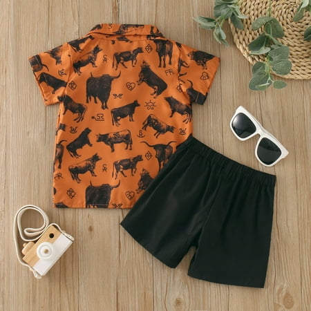 

nsendm Toddler Boys Short Sleeve Cartoon Prints T Shirt Tops Shorts Child Kids Gentleman Outfits Toddler Suspender Outfit Childrenscostume Black 2-3 Years