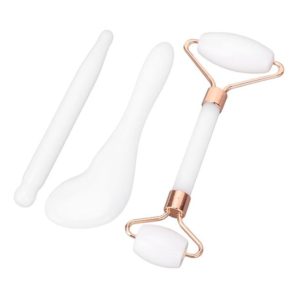 Juego De Rodillos De Piedra De Jade, Rodillo Manual Exquisito De Doble Cabezal, Rodillo De Piedra De Jade Y Juego De Gua Sha Portátil Para La Piel Facial