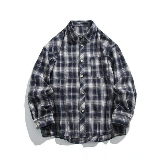 Plus Size Mens Shirts with Pocket Big & Tall M-5X Long Sleeve Button-Down Shackets T-Shirts Casual Plaid Printed Lapel Loungewear Work Shirt Tops
