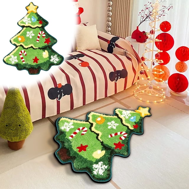 Dvkptbk Christmas Tree Bathroom Mat Absorbent And Easy To Dry Non-slip Bathroom Mat Carpet