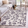 thumbnail image 2 of Farmhouse Purple Large Area Rugs for Bedroom Living Room, Soft Non Slip Carpet Bedside Rug, Vintage Flower Leaf Botanical Plant Rectangular Floor Cover Kitchen Accent Rug 2.7'x5' for Office, 2 of 9