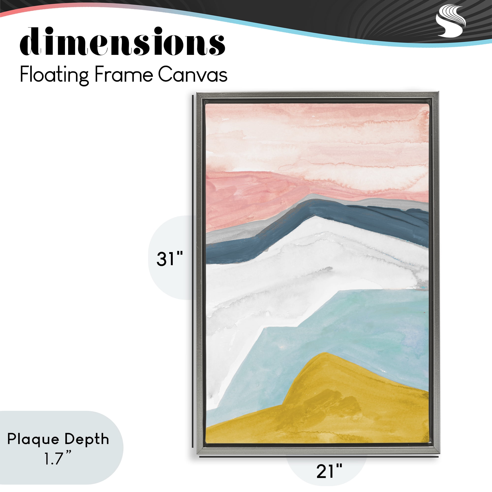 Stupell Industries Pastel Geometric Mountains Gray Framed Floater Canvas Wall Art, design by B. Danelle