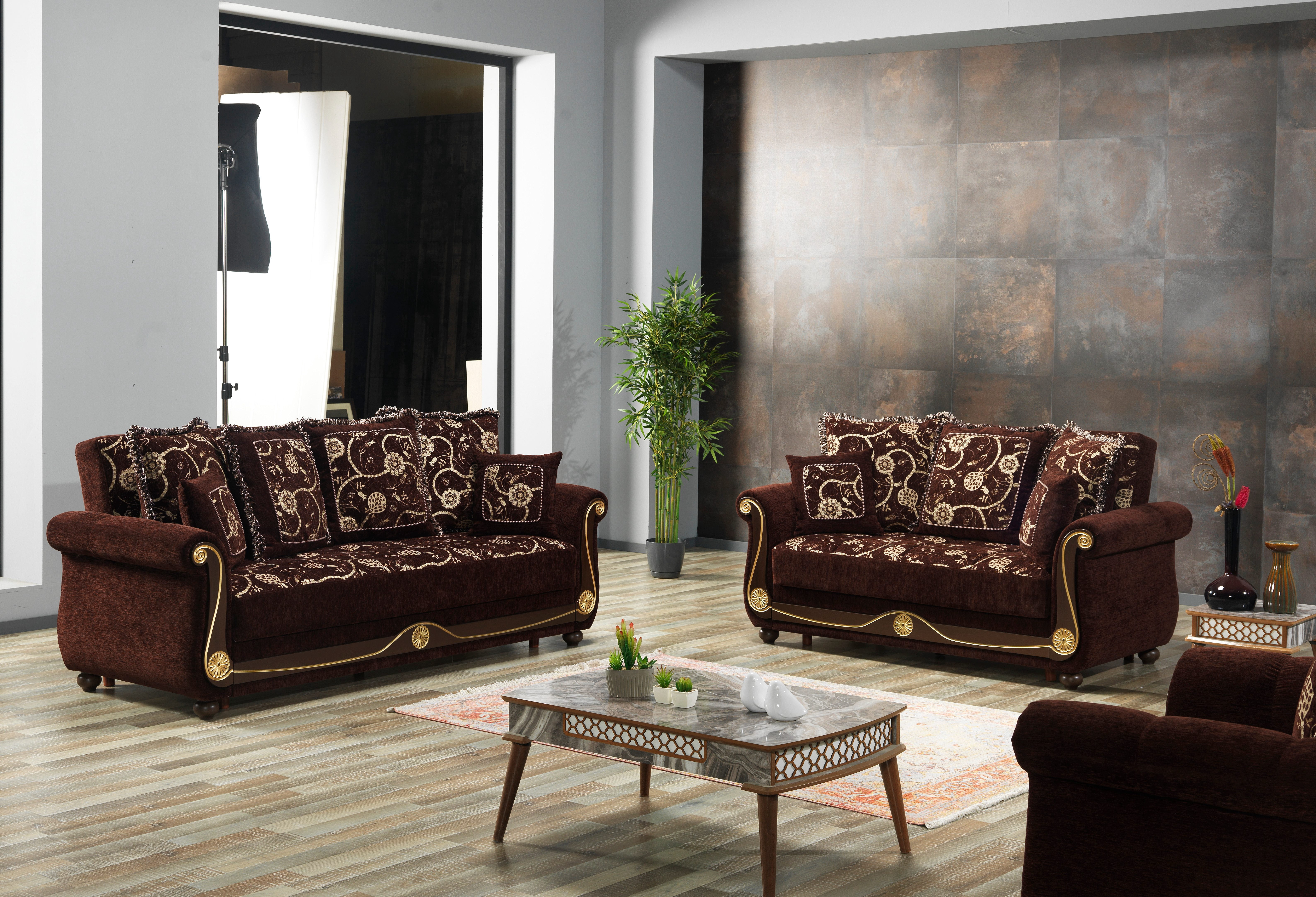 Ottomanson Convertible Accent Armchair with Hidden Storage, Firm Comfort Seating, Brown