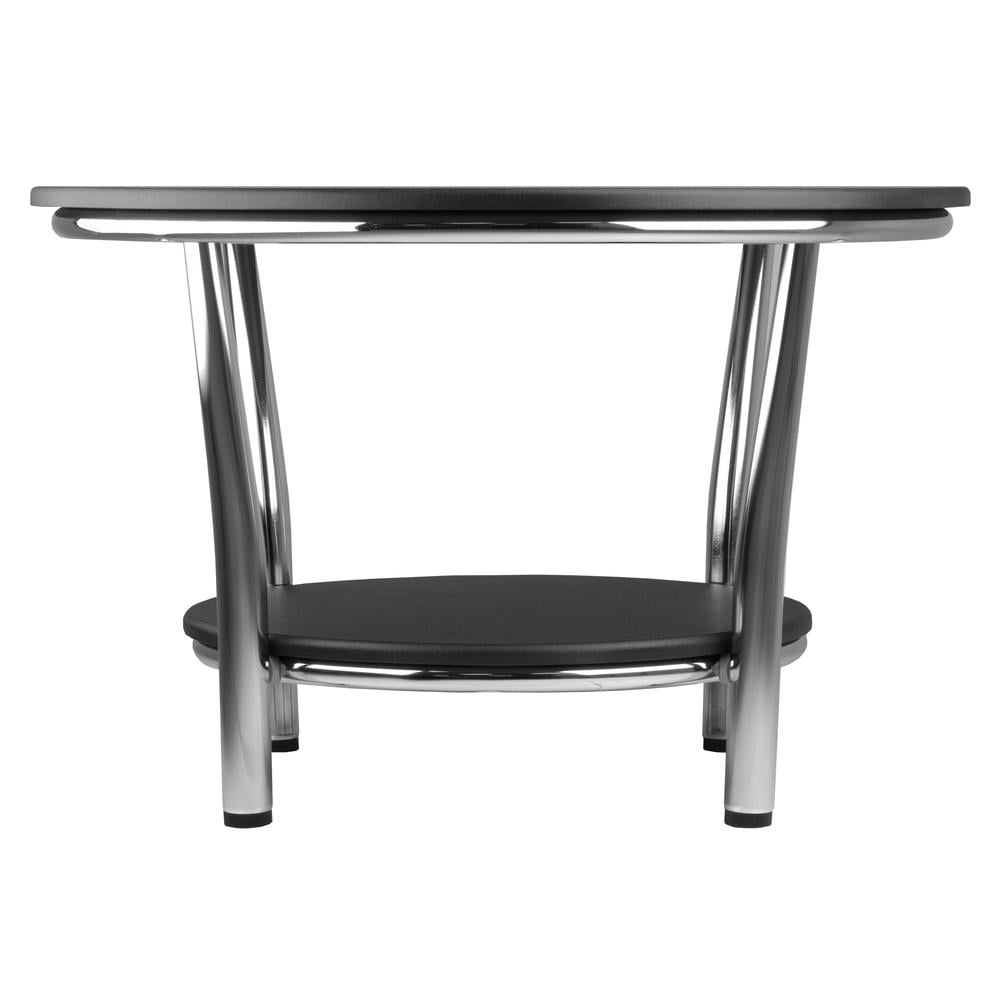 Winsome Wood Maya Round Coffee Table, Black Top, Metal Legs