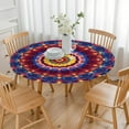 thumbnail image 3 of Colorful Tie Dye Luminous Mandala Pattern Round Fitted Tablecloth with Elastic Edge,Dining Table Cover Waterproof,Outdoor Round Tablecloth for Camping,Dining,Indoor and Outdoor, 3 of 7