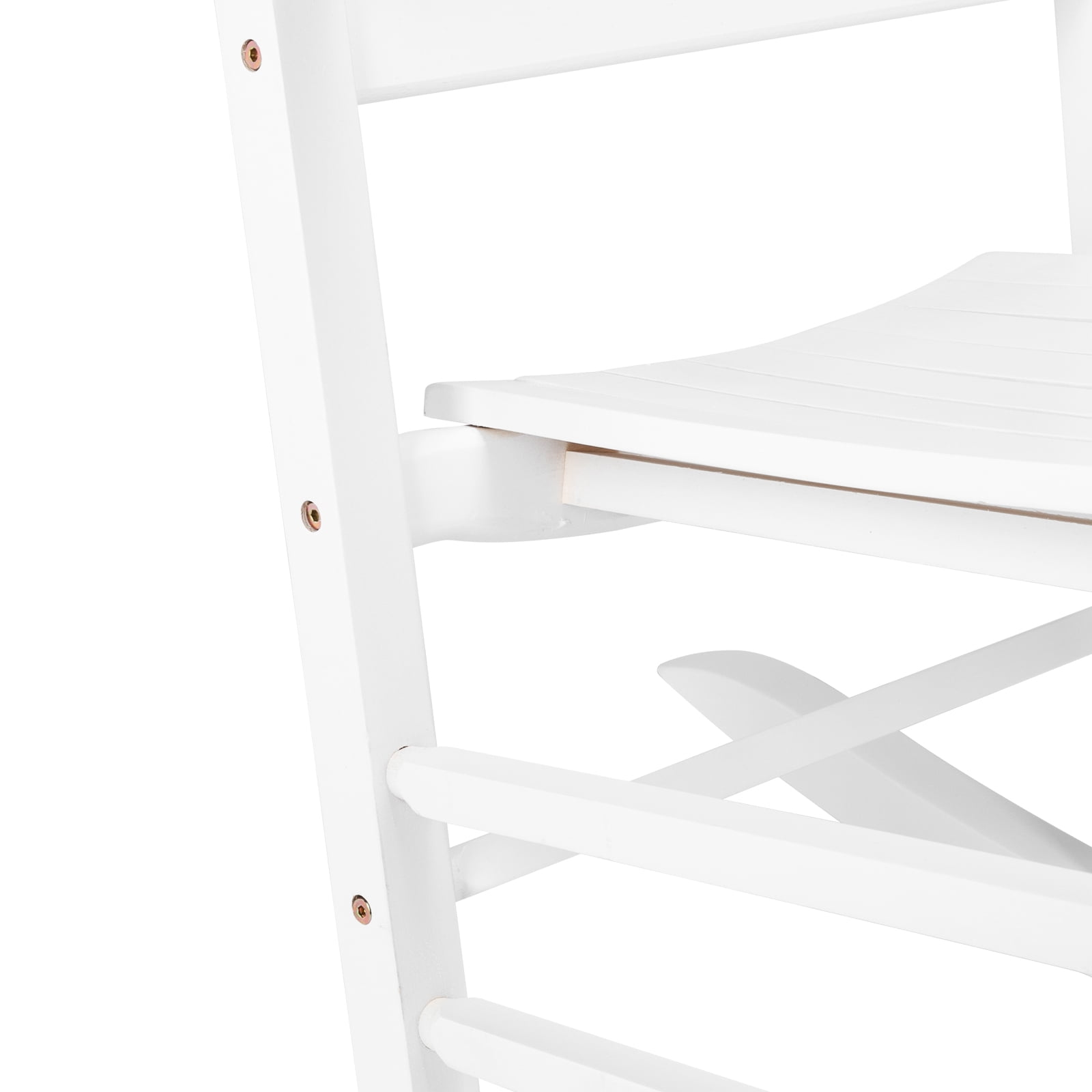 Outdoor Wood Rocking Chair, Wavy Backboard, Weatherproof Patio Rocker for Patio Garden Yard Balcony Poolside, White