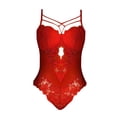 thumbnail image 2 of Gibobby Tangas de mujer sexy encaje Vendaje Crochet Gasa Correa Lencería Damas Bordado Recorte Teddy Ropa interior Íntimos(Rojo 3XL), 2 of 4