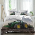 thumbnail image 2 of Farm Tractor Bedding 3 Piece Duvet Cover Set Twin Size, Green Truck Country Rustic Field Harvester Soft Microfiber Comforter Cover with Zipper Closure & Pillowcases, FadeResistant Quilt Cover, 2 of 9