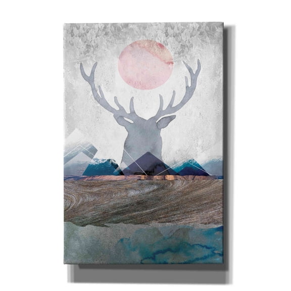 Epic Graffiti 'Deer and Mountains 2' by Louis Duncan-He, Canvas Wall Art, 12"x18"