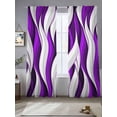 thumbnail image 3 of Purple White Moire Semi Sheer Curtains 84 Inch Length 2 Panels Set, Modern Abstract Art Sheer Kitchen Curtain Privacy Voile Window Curtain for Living Room Bedroom Rod Pocket Drapes, 3 of 7