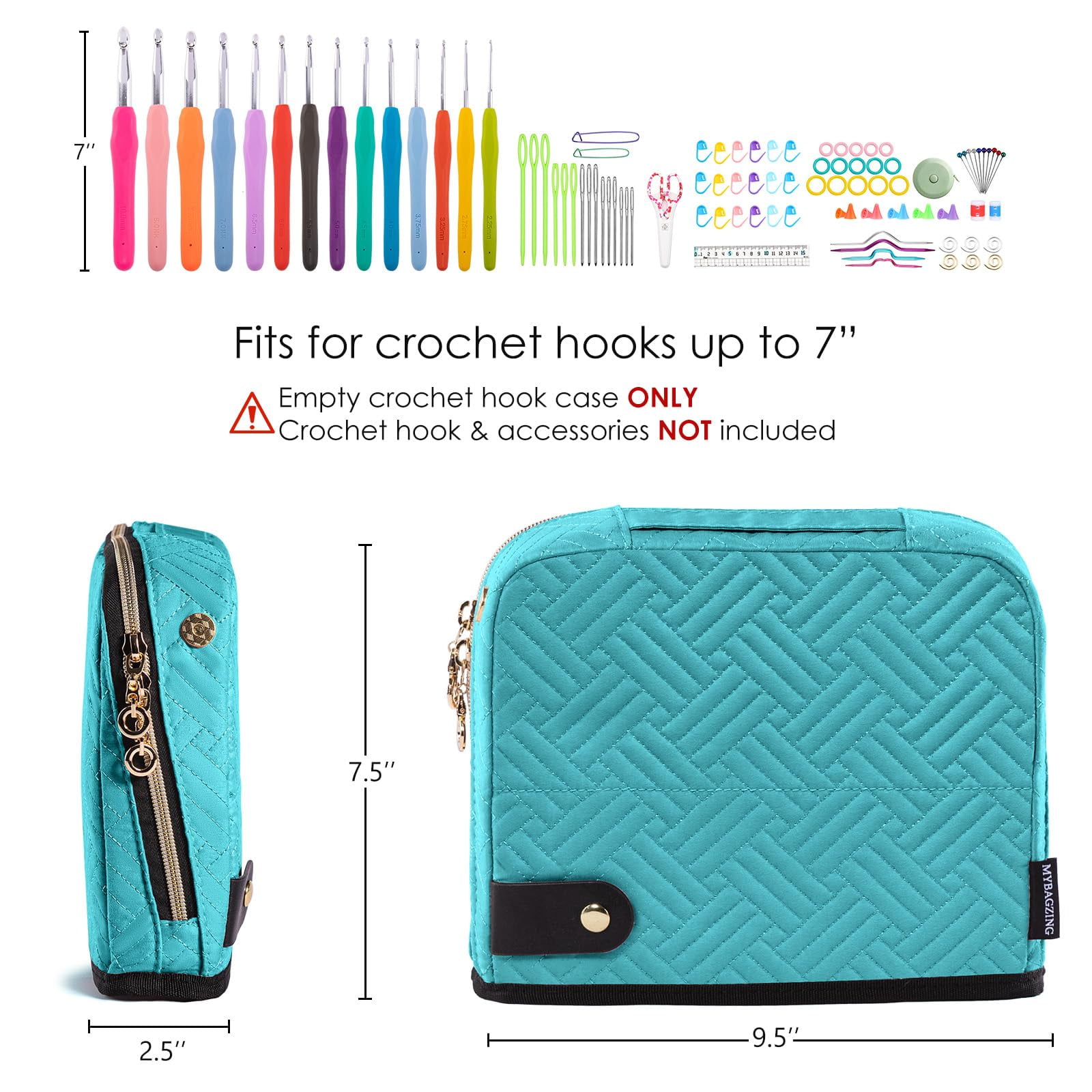 Empty Crochet Hook Case - Crochet Hook Organizer Case Stand Up -Corchet Organizer - Crochet Hook Holder emerald