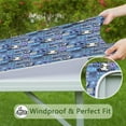 thumbnail image 6 of Blue Soccer Themed Pattern Square Fitted Tablecloth with Elastic Edge,Square Table Cover,Washable Elastic Table Cover for Home Kitchen Party Decor 34"x34", 6 of 6
