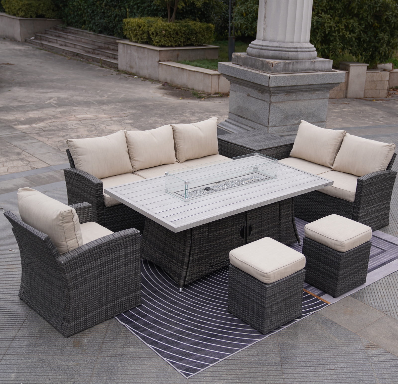 Direct Wicker 7 Piece Outdoor Patio Rattan Conversational Sofa Set