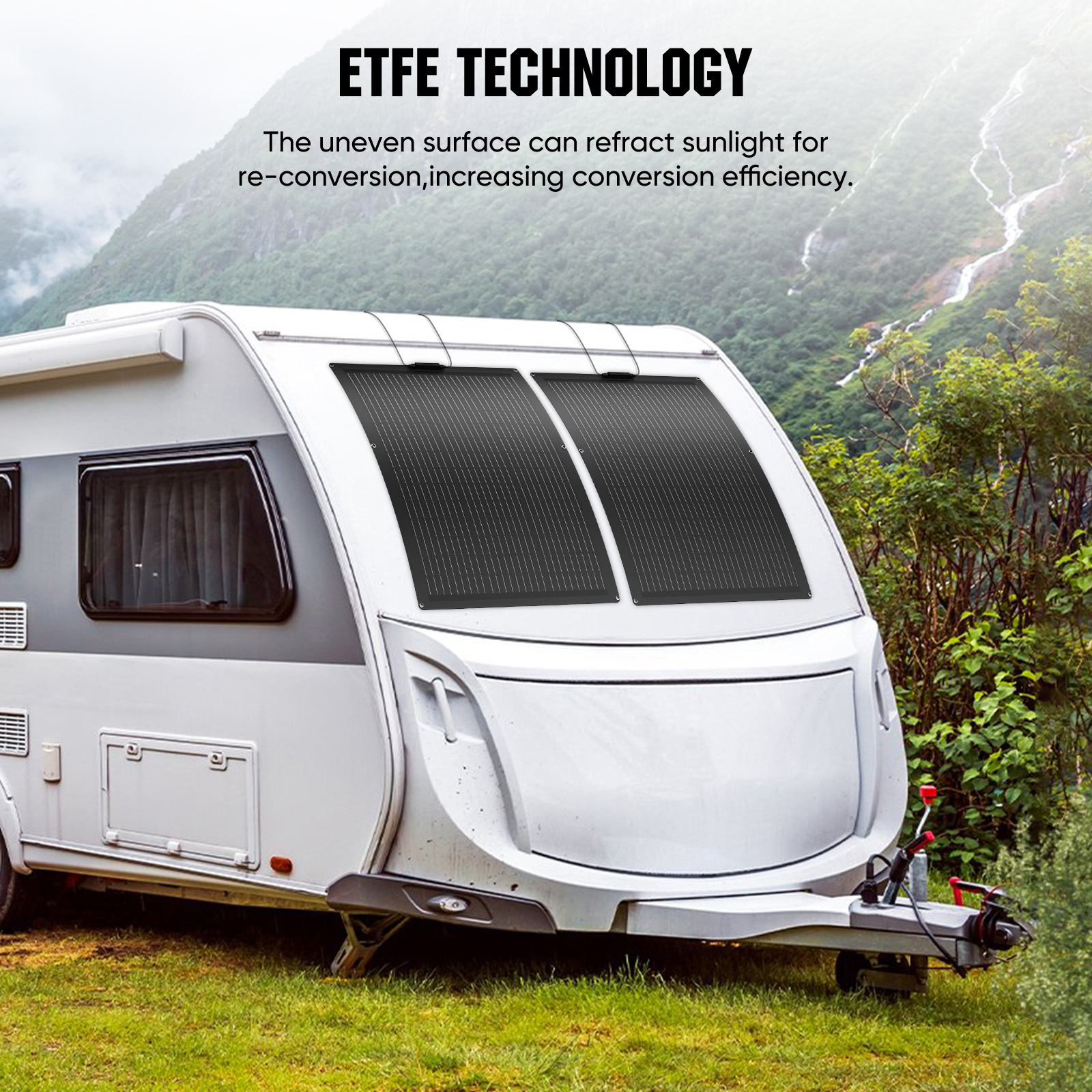 WERCHTAY 150W Flexible Solar Panels Monocrystalline for 12V Battery Charging, with MC4 Connector, IP67, for RV Boat Camper Van Trailer Off-Grid Use