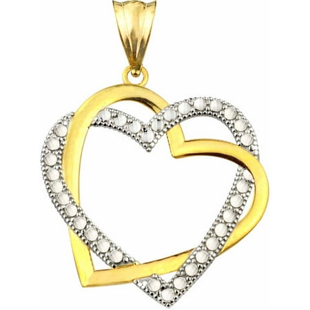 Handcrafted 10kt Gold Double Heart Charm Pendant