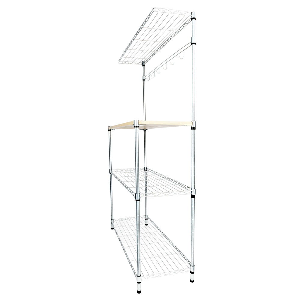 Topcobe 4-Tier Bakers Racks for Microwave, Kitchen Bakers Racks Microwave Oven Rack Baker Rack with Storage and Hooks, Adjustable Storage Racks and Shelving, Silver - image 5 of 7